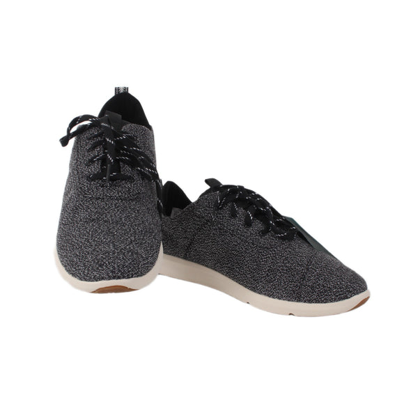 Toms Tennis Shoes NEW Sz 8.5 W Charcoal Gray Black Lace Up Fabric 1" Tennis Shoe