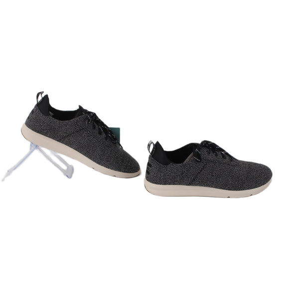 Toms Tennis Shoes NEW Sz 8.5 W Charcoal Gray Black Lace Up Fabric 1" Tennis Shoe