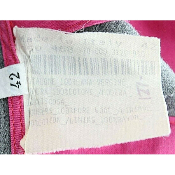 Byblos Sz 42 x 32 Gray Magenta Side Panel Wool Cotton Blend Trouser Pants
