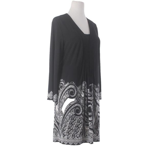 Alfani Dress Sz L Black White Peplum UnLined Polyester Spandex Dress