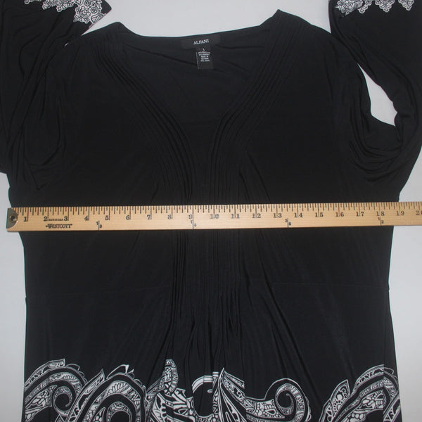 Alfani Dress Sz L Black White Peplum UnLined Polyester Spandex Dress
