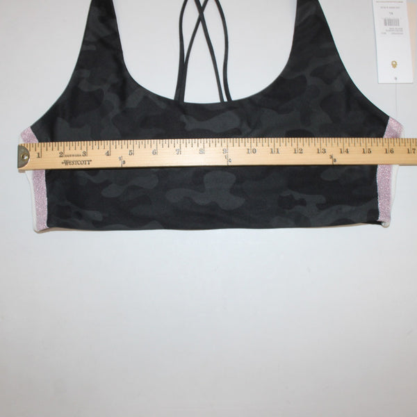 Spiritual Gangster AW Sports Bra NEW $68 Sz XL Black Gray Camo Racerback Poly