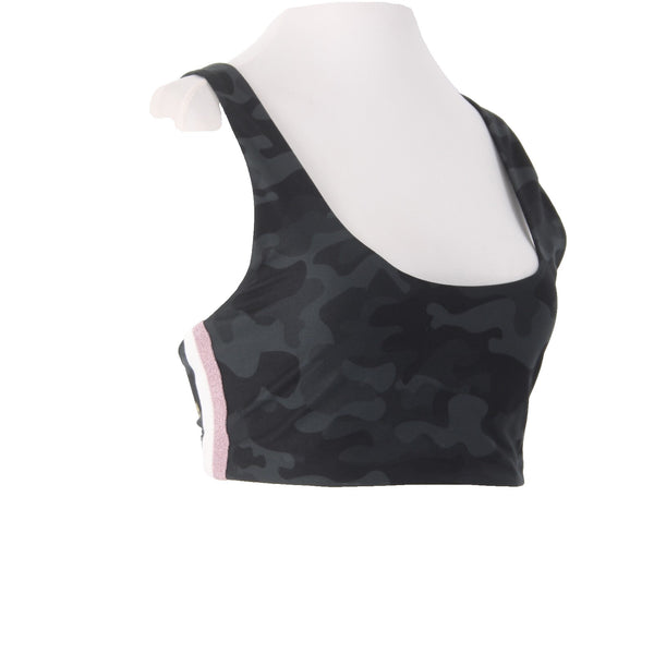Spiritual Gangster AW Sports Bra NEW $68 Sz XL Black Gray Camo Racerback Poly
