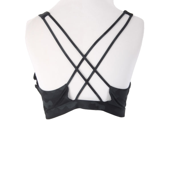 Spiritual Gangster AW Sports Bra NEW $68 Sz XL Black Gray Camo Racerback Poly