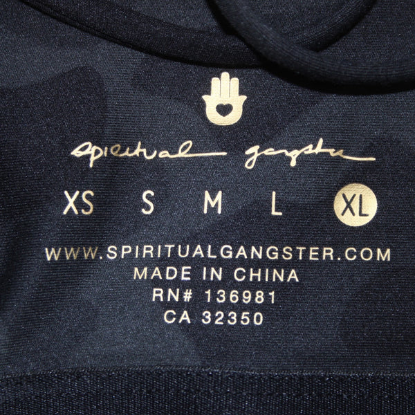 Spiritual Gangster AW Sports Bra NEW $68 Sz XL Black Gray Camo Racerback Poly