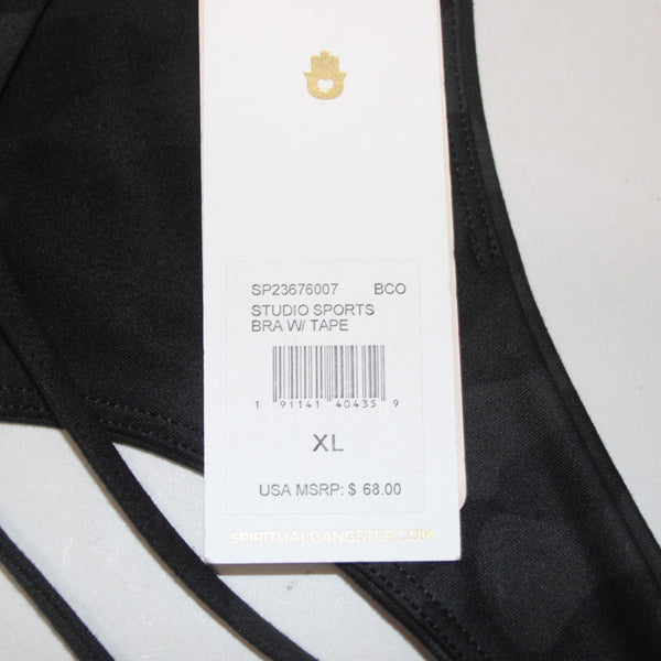 Spiritual Gangster AW Sports Bra NEW $68 Sz XL Black Gray Camo Racerback Poly