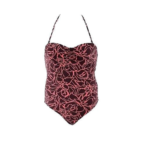 Gap Sz S Burgundy Coral Nylon Spandex Polyester Halter One Piece Bathing Suit