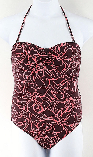 Gap Sz S Burgundy Coral Nylon Spandex Polyester Halter One Piece Bathing Suit