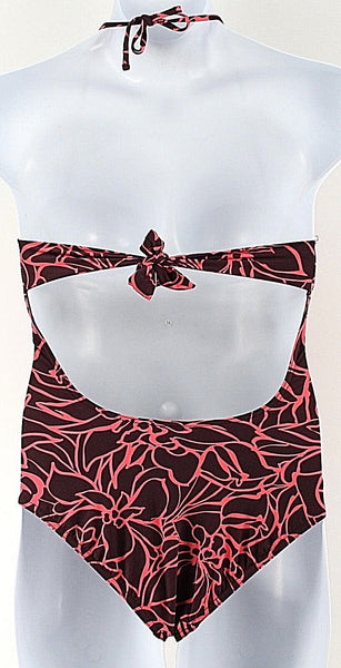 Gap Sz S Burgundy Coral Nylon Spandex Polyester Halter One Piece Bathing Suit
