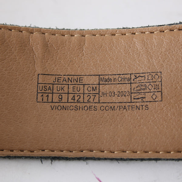 Vionic Jeanne Womens Slides Sz 9 M Casual Black Leather Braid Slip-On Sandals