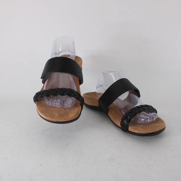 Vionic Jeanne Womens Slides Sz 9 M Casual Black Leather Braid Slip-On Sandals