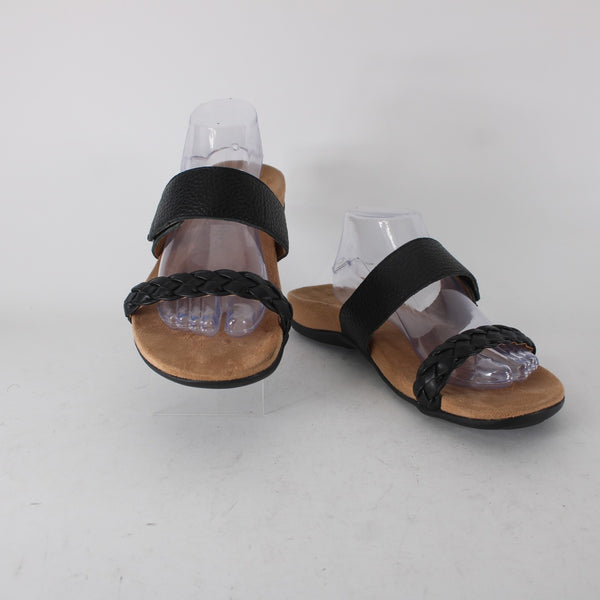 Vionic Jeanne Womens Slides Sz 9 M Casual Black Leather Braid Slip-On Sandals