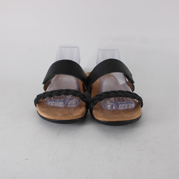 Vionic Jeanne Womens Slides Sz 9 M Casual Black Leather Braid Slip-On Sandals