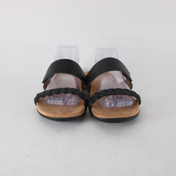 Vionic Jeanne Womens Slides Sz 9 M Casual Black Leather Braid Slip-On Sandals