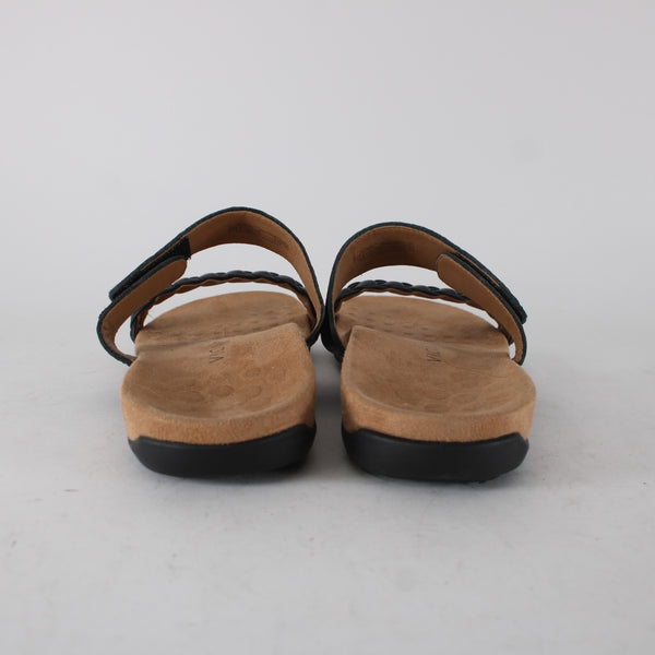 Vionic Jeanne Womens Slides Sz 9 M Casual Black Leather Braid Slip-On Sandals