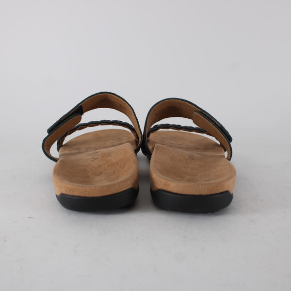 Vionic Jeanne Womens Slides Sz 9 M Casual Black Leather Braid Slip-On Sandals