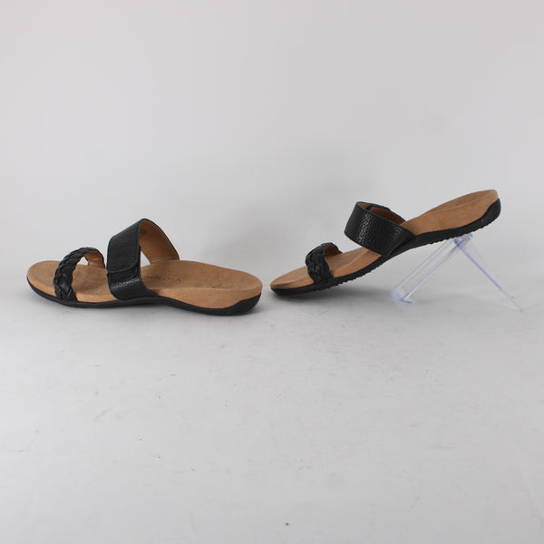 Vionic Jeanne Womens Slides Sz 9 M Casual Black Leather Braid Slip-On Sandals