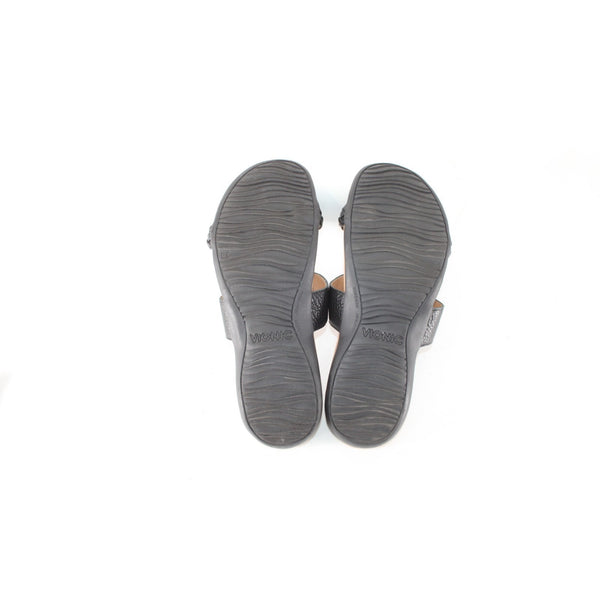 Vionic Jeanne Womens Slides Sz 9 M Casual Black Leather Braid Slip-On Sandals