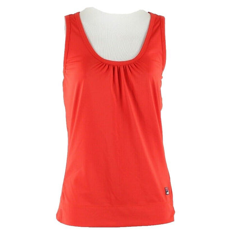 Fila Size L Red Gather Scoop Neck Activewear Polyester Spandex Tank Top