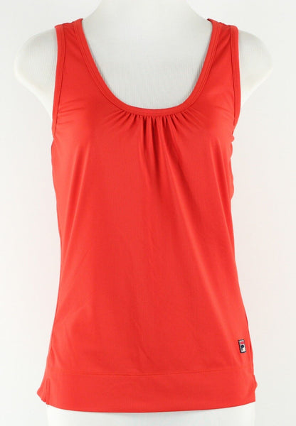 Fila Size L Red Gather Scoop Neck Activewear Polyester Spandex Tank Top