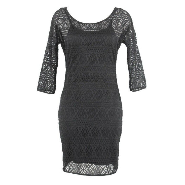 Express Sz S Black Lace Over Slip 100% Polyester Lined Dress