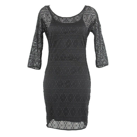 Express Sz S Black Lace Over Slip 100% Polyester Lined Dress