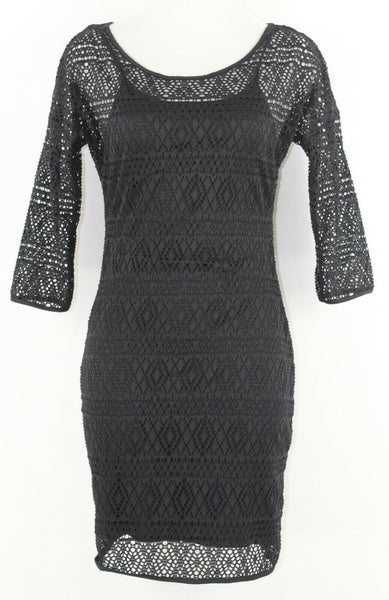 Express Sz S Black Lace Over Slip 100% Polyester Lined Dress