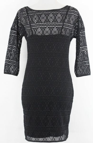 Express Sz S Black Lace Over Slip 100% Polyester Lined Dress