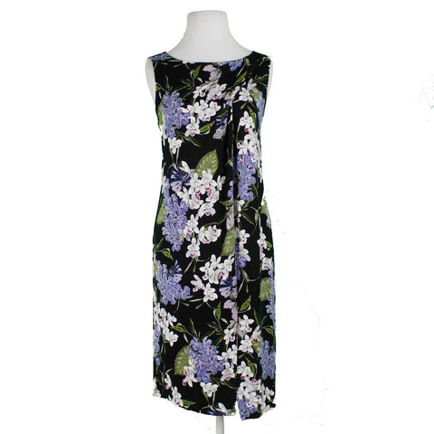 J Jill NEW Sz LP  Black White Multi Floral Rayon Lycra Spandex Wrap Sheath Dress