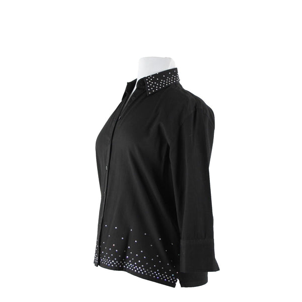 Christine Alexander Sz M Black Rhinestone 100% Cotton Lightweight Unlined Jacket