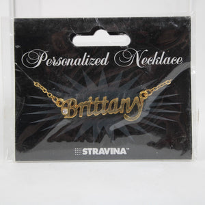 BRITTANY NEW Name Goldtone Rhinestone Accent 14.5" w 4.5 Multi Ring Ext Necklace