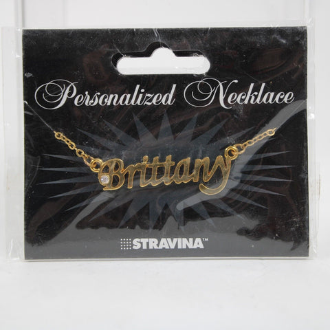 BRITTANY NEW Name Goldtone Rhinestone Accent 14.5" w 4.5 Multi Ring Ext Necklace