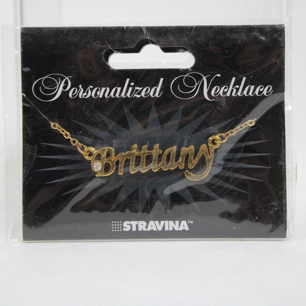 BRITTANY NEW Name Goldtone Rhinestone Accent 14.5" w 4.5 Multi Ring Ext Necklace