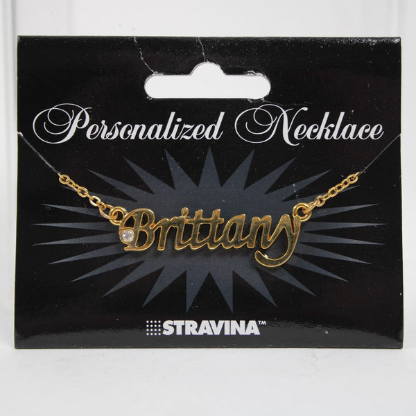 BRITTANY NEW Name Goldtone Rhinestone Accent 14.5" w 4.5 Multi Ring Ext Necklace