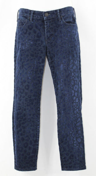 True Religion Halle Sz 26 x 26 Navy Velvet Animal Print Cotton Blend Jeans