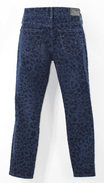True Religion Halle Sz 26 x 26 Navy Velvet Animal Print Cotton Blend Jeans