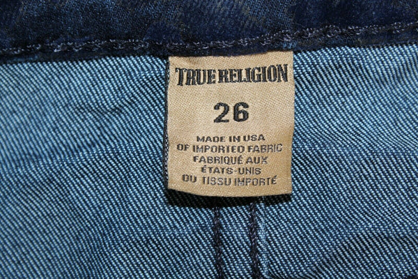 True Religion Halle Sz 26 x 26 Navy Velvet Animal Print Cotton Blend Jeans