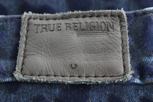 True Religion Halle Sz 26 x 26 Navy Velvet Animal Print Cotton Blend Jeans