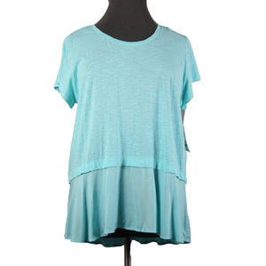 Style Co NEW $39 Core Sz 2X Pacific Aqua Blue Asymmetrical 100% Cotton Rayon Top