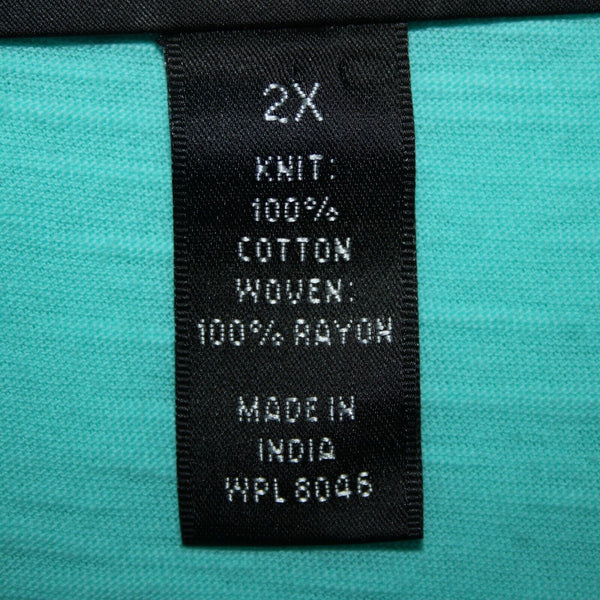 Style Co NEW $39 Core Sz 2X Pacific Aqua Blue Asymmetrical 100% Cotton Rayon Top