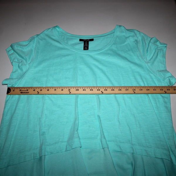 Style Co NEW $39 Core Sz 2X Pacific Aqua Blue Asymmetrical 100% Cotton Rayon Top