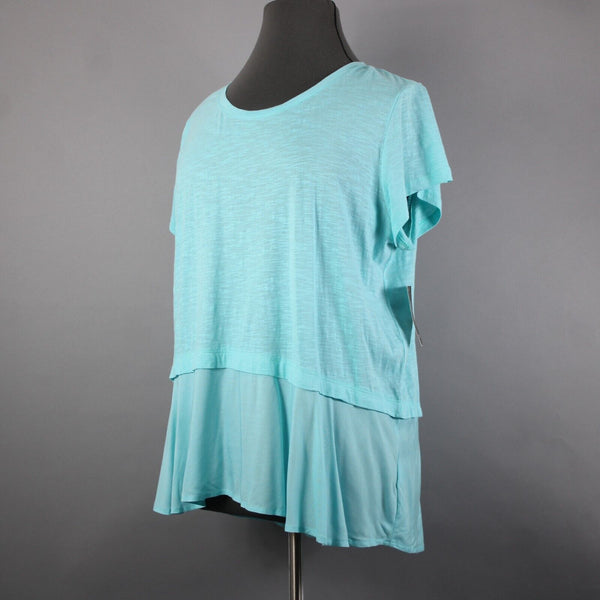Style Co NEW $39 Core Sz 2X Pacific Aqua Blue Asymmetrical 100% Cotton Rayon Top