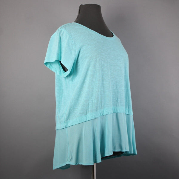 Style Co NEW $39 Core Sz 2X Pacific Aqua Blue Asymmetrical 100% Cotton Rayon Top