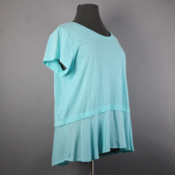 Style Co NEW $39 Core Sz 2X Pacific Aqua Blue Asymmetrical 100% Cotton Rayon Top