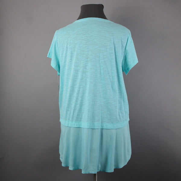 Style Co NEW $39 Core Sz 2X Pacific Aqua Blue Asymmetrical 100% Cotton Rayon Top