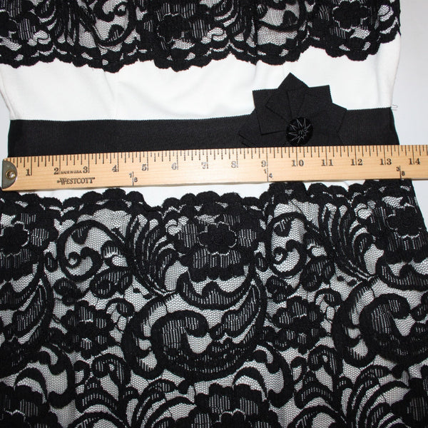 Jax Dress Sz 6 Black White Lace Detail Lined Nylon Cotton Polyester Pencil Dress