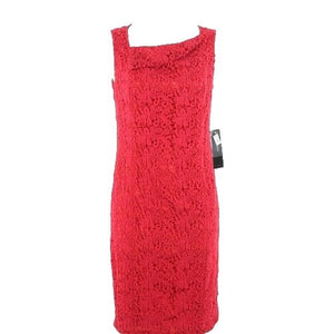 Jones New York NEW $179 Sz 4 Red on Red Lace Overlay 100% Cotton Dress