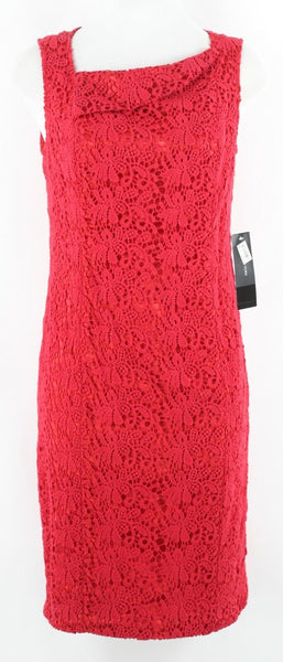 Jones New York NEW $179 Sz 4 Red on Red Lace Overlay 100% Cotton Dress