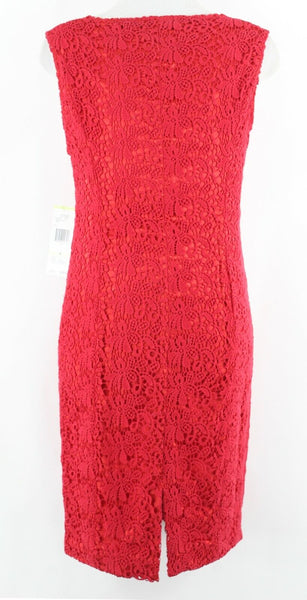 Jones New York NEW $179 Sz 4 Red on Red Lace Overlay 100% Cotton Dress