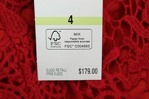 Jones New York NEW $179 Sz 4 Red on Red Lace Overlay 100% Cotton Dress